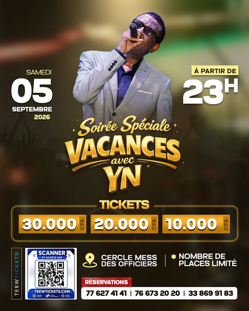 Affiche officielle de la Soirée Spéciale Vacances avec YN du samedi 5 septembre 2026
